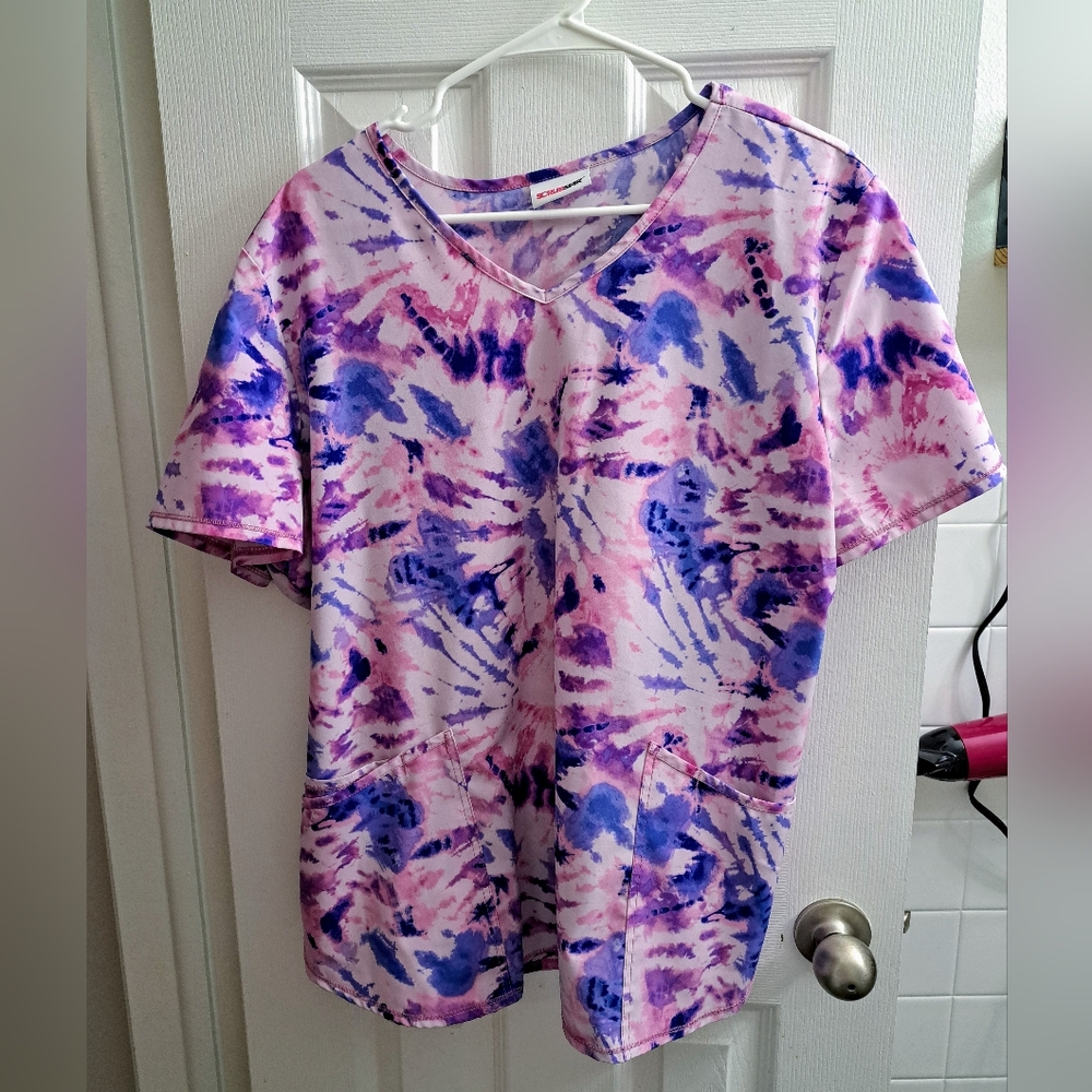 Scrubstar Purple and Pink V-Neck Scrub Top